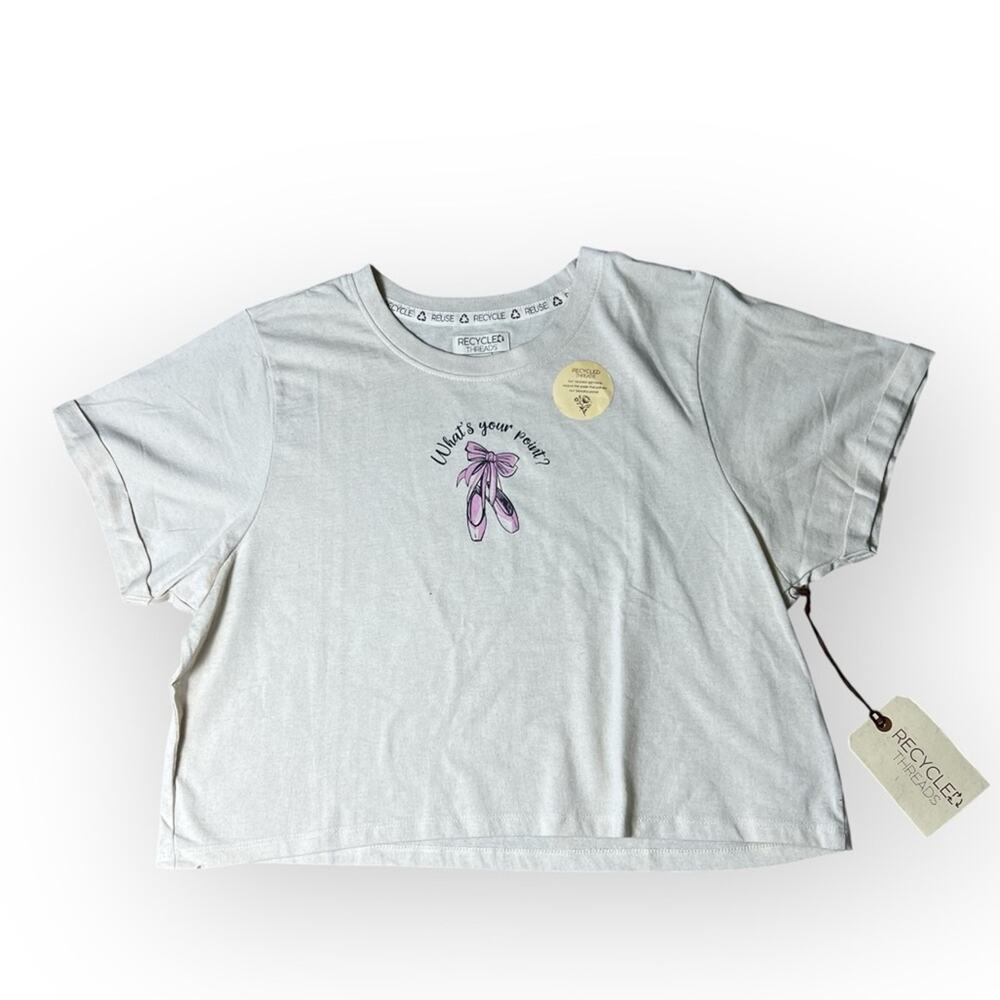Recycled Threads new girls boxy crop ballet graphic tee